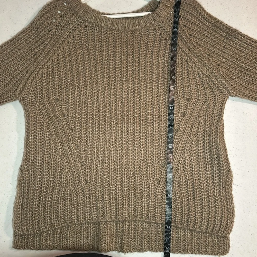 Coin 1904 Tan Chunky Knit Wide Cuff Crew Sweater Size Medium